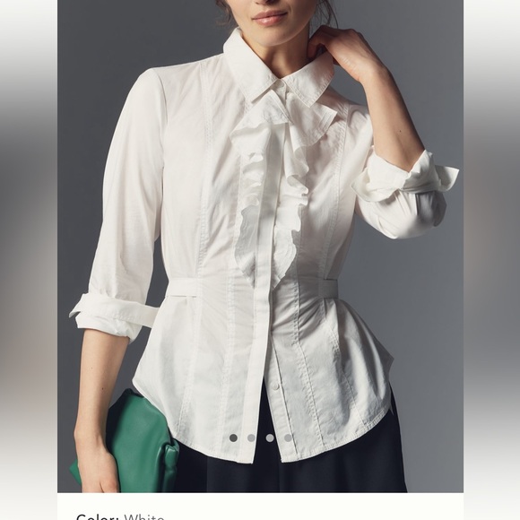 Pilcro Ruffle Front Button-down Shirt || NWT || size XL - Picture 2 of 12